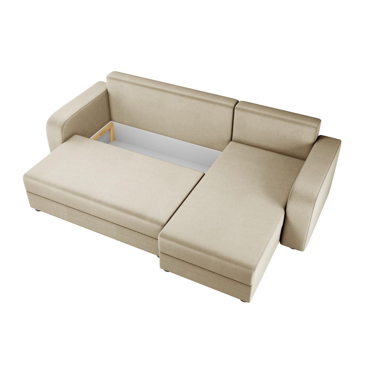 BEST MOBILIER Harvey - canapé d'angle réversible 4 places convertible avec coffre en velours
