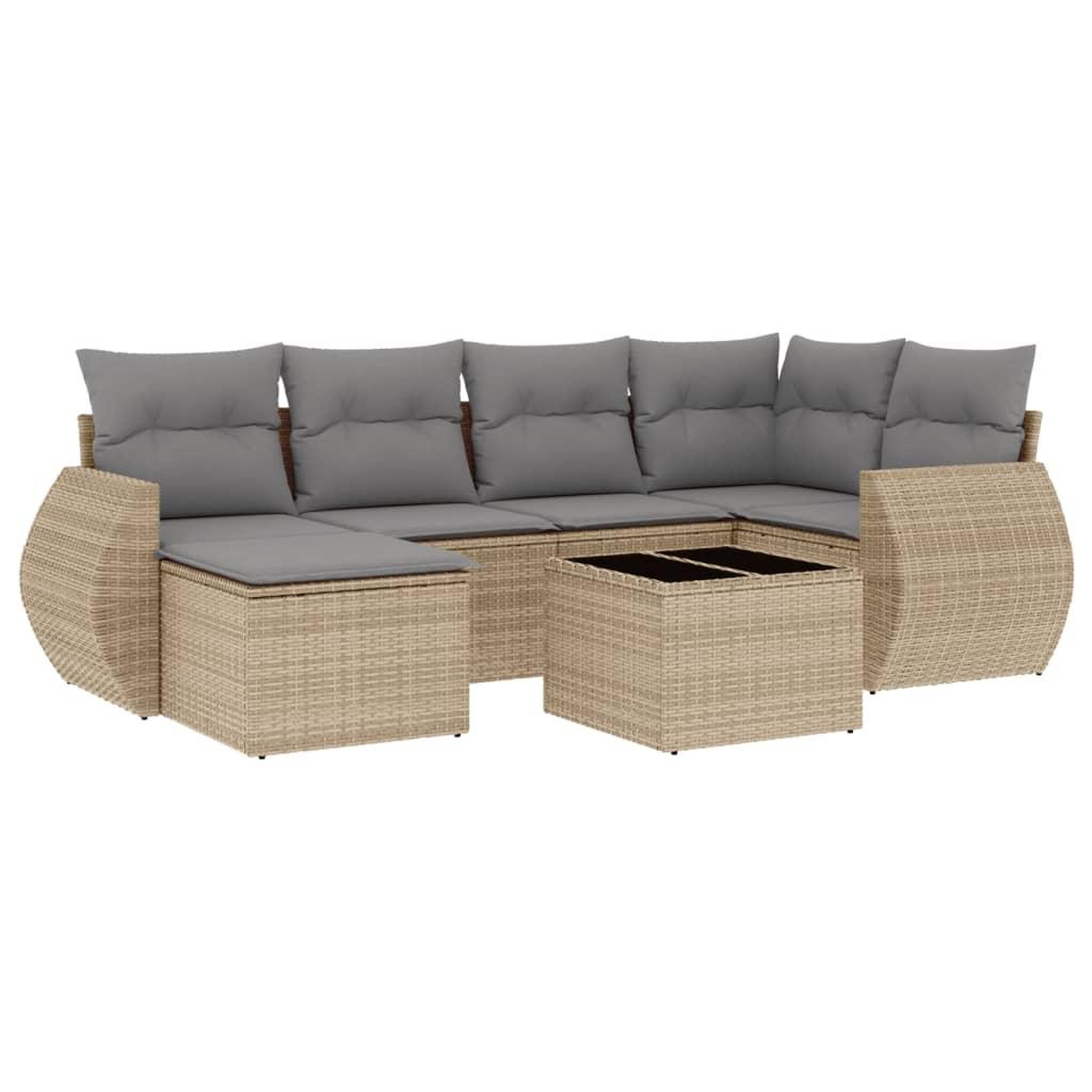 Voir la diapositive 2 : VIDAXL Salon de jardin avec coussins 7 pcs beige resine tressee
