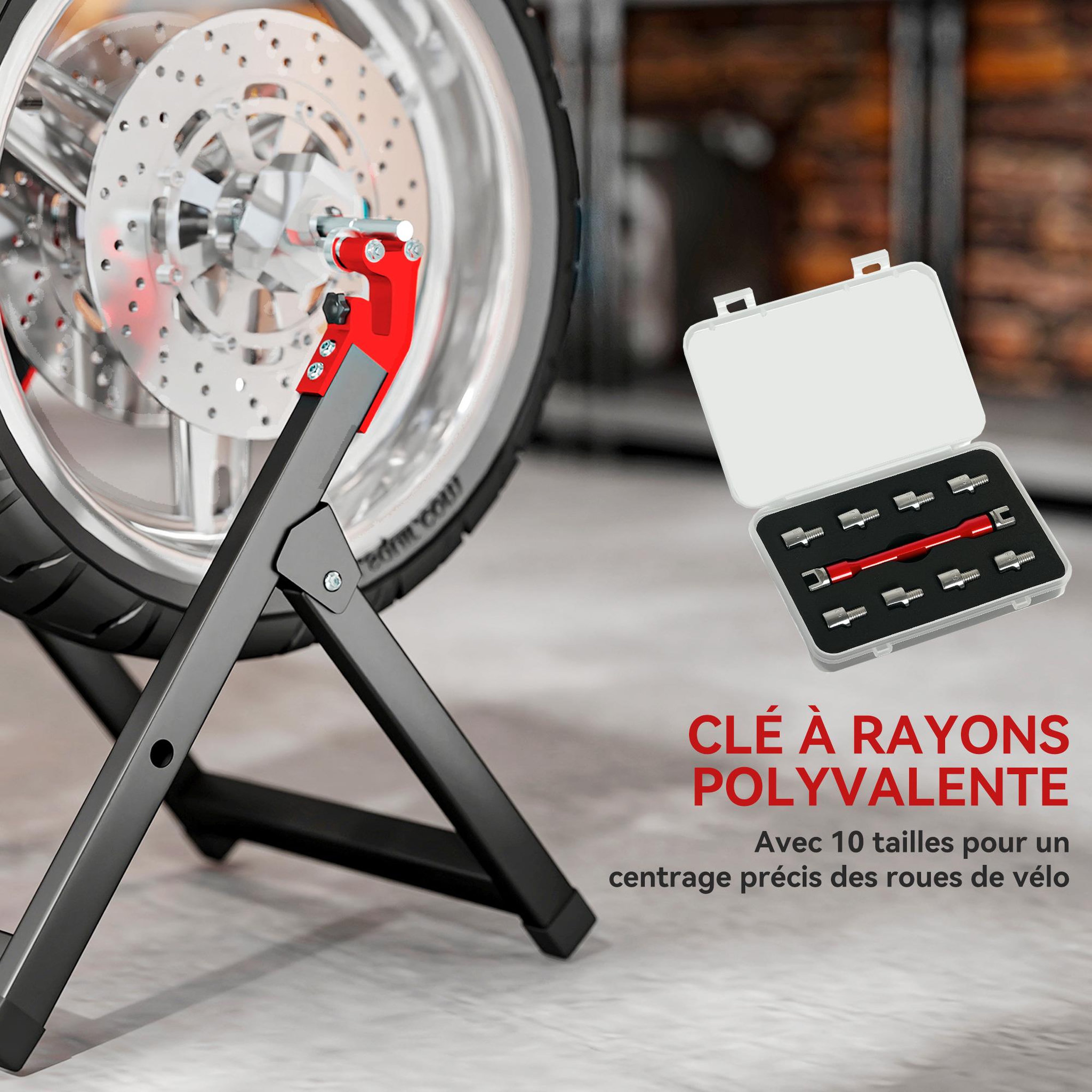 Voir la diapositive 6 : HOMCOM Équilibreuse moto pliable - équilibreuse manuelle de roues de moto - compatible jusqu'à 21 pouces - acier noir alu