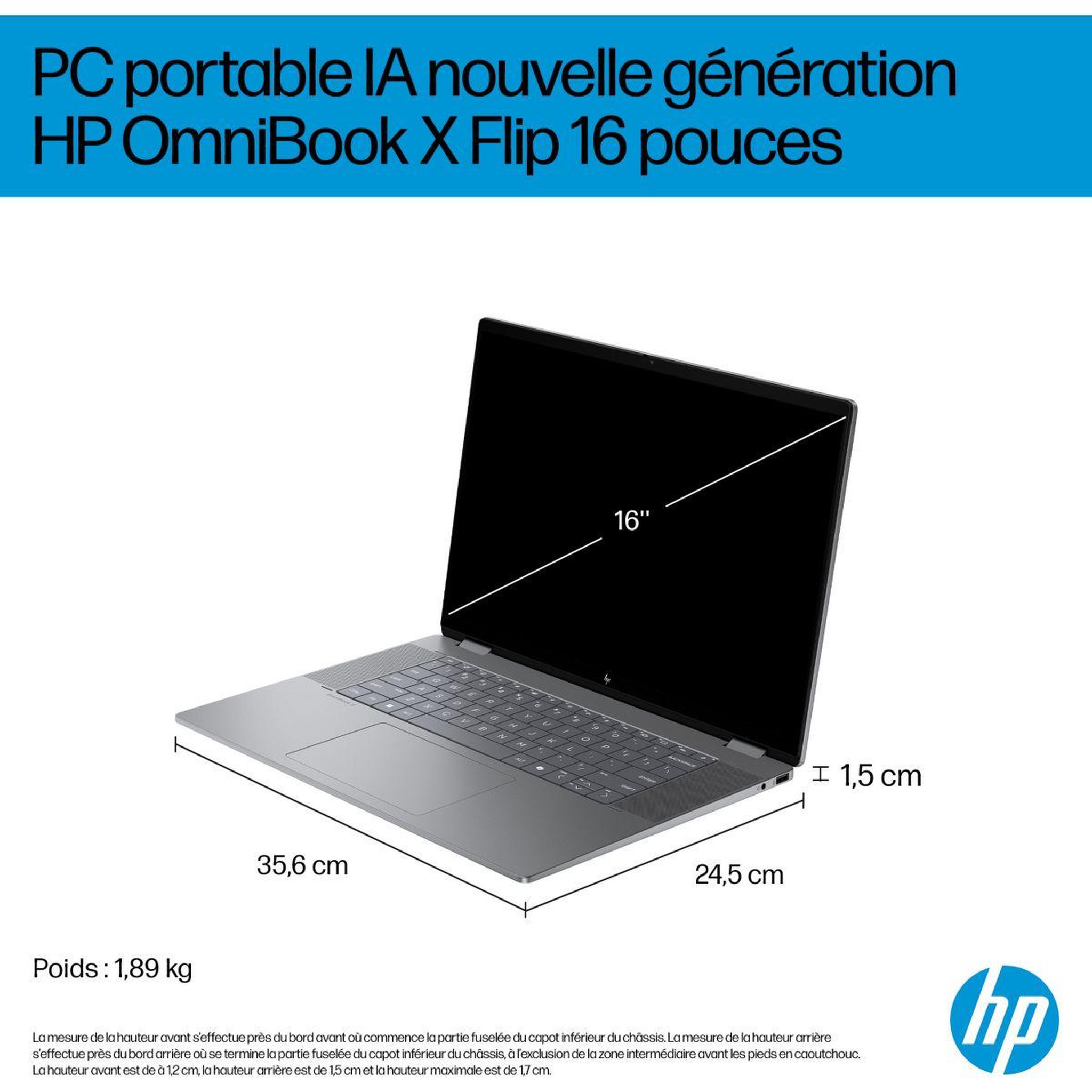 Voir la diapositive 5 : HP Ordinateur portable omnibook x flip ar0003nf 16 pouces oled amd ryzen ai 7 350 24 go ram lpddr5x ssd 512 go copilot+pc