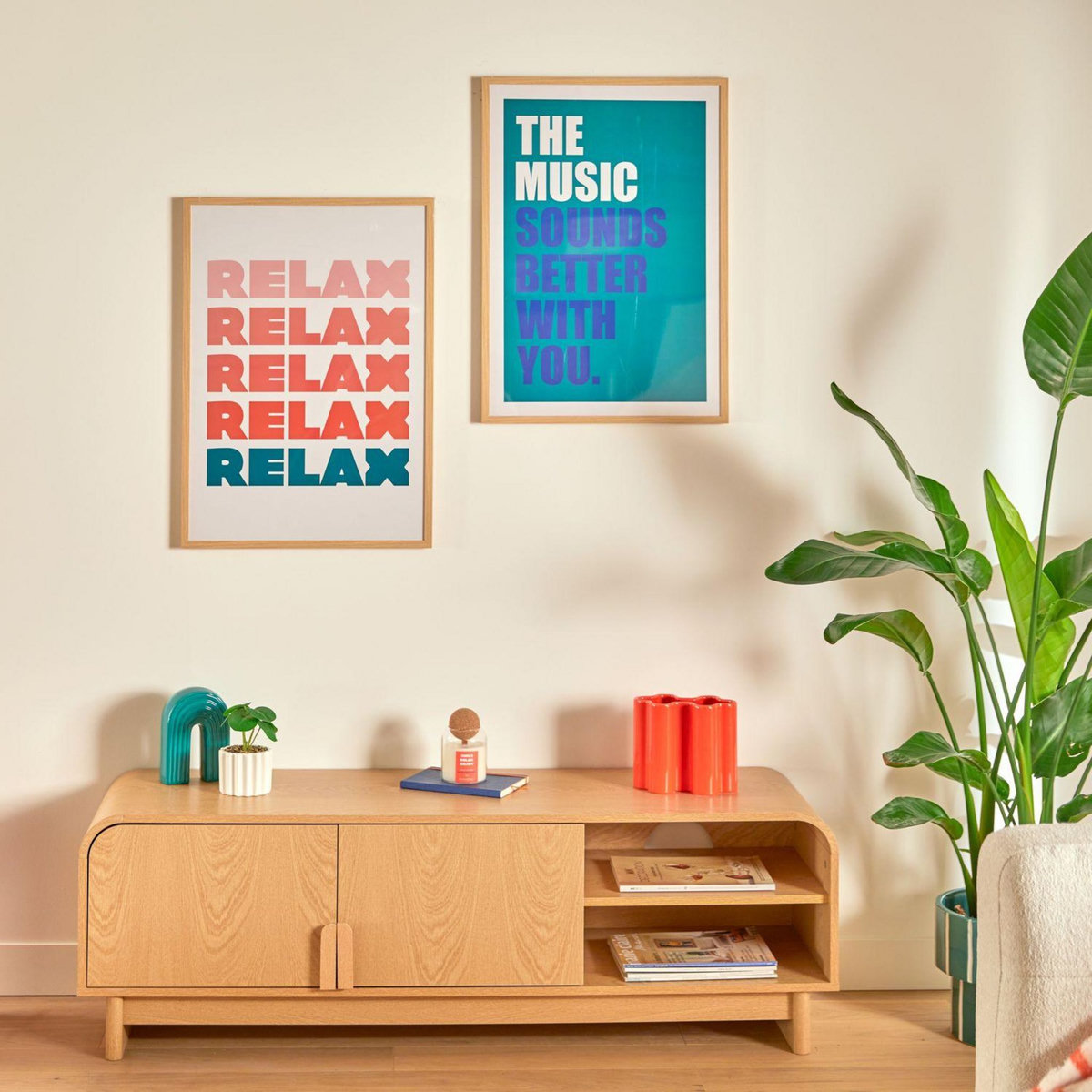 ATMOSPHERA Affiche encadrée Relax - 50 x 70 cm - Corail