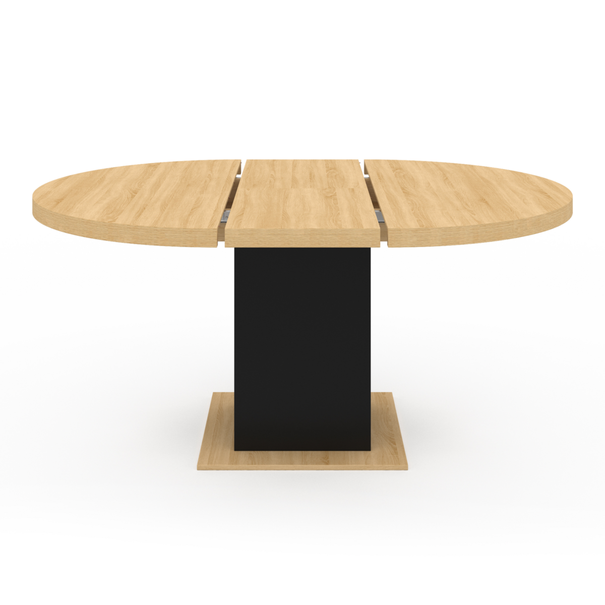 ID MARKET Table à manger extensible ronde EDEN 4-8 personnes bois et noir 120-160 cm