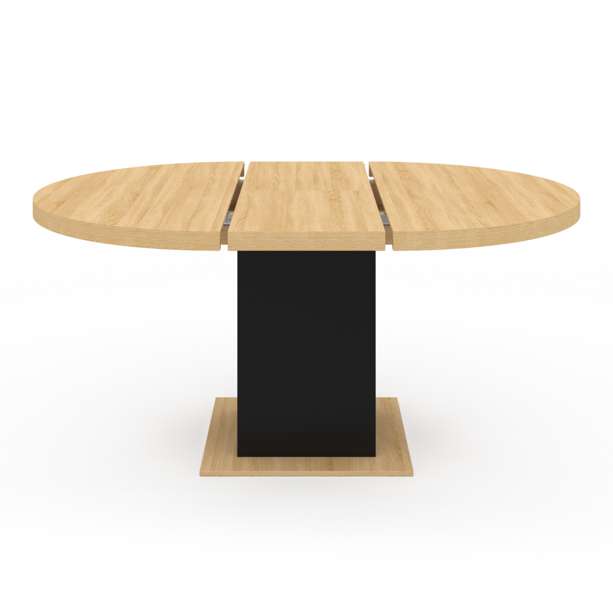 ID MARKET Table à manger extensible ronde EDEN 4-8 personnes bois et noir 120-160 cm