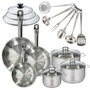 Voir la diapositive 1 : Fackelmann Set 3 poêles 20, 24 et 28 cm en inox et couvercles, 3 faitouts inox 16, 20 et 24 cm et 6 ustensiles inox Fackelmann Eterna