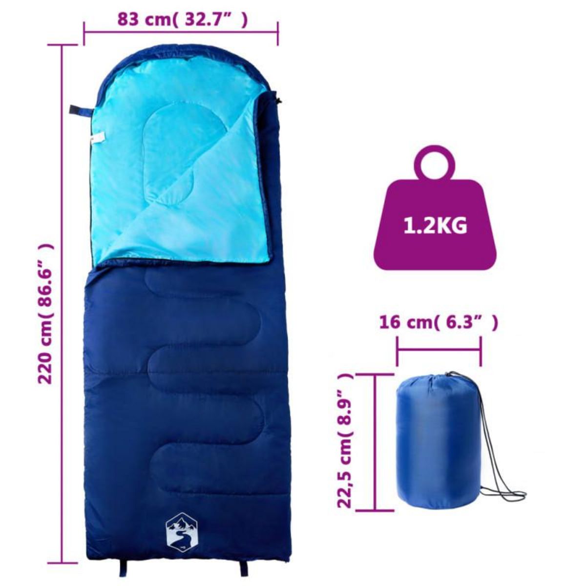 VIDAXL Sac de couchage pour adultes camping 3 4 saisons