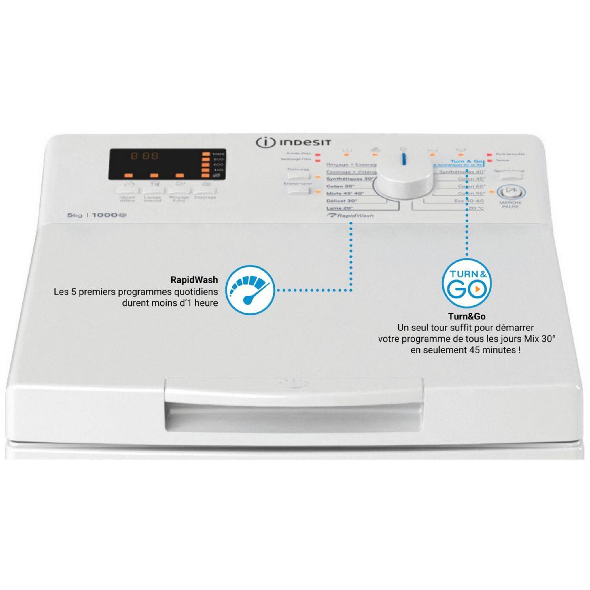 Voir la diapositive 2 : Indesit Lave linge top BTWCS50400FR