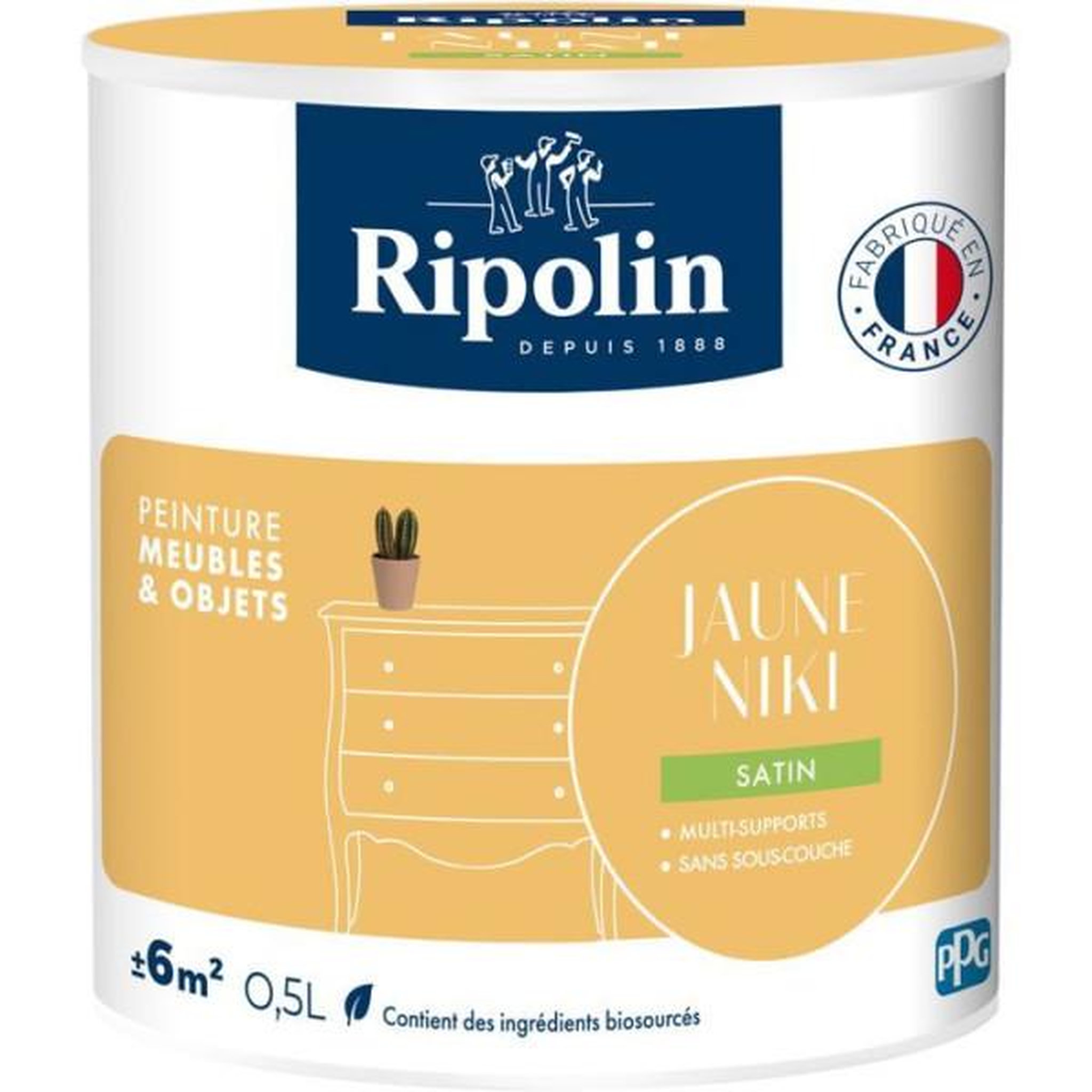 RIPOLIN Peinture meuble et objet - Jaune niki - Satiné - Ripolin - 0,5L