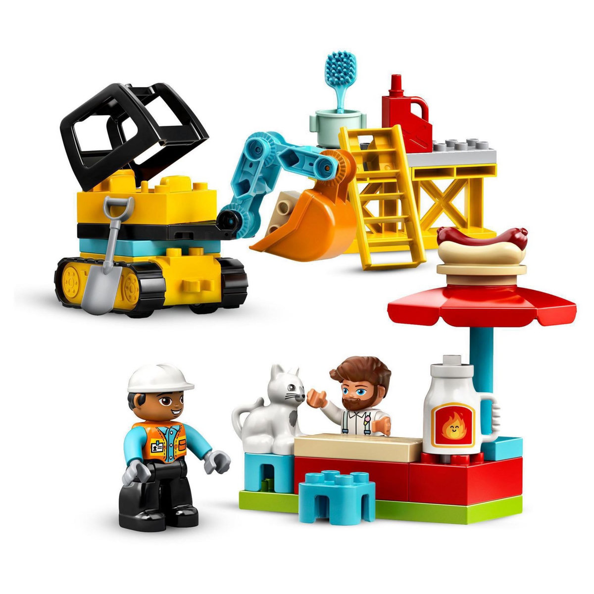 LEGO DUPLO 10933 La Grue Et Les Engins, Jouet Engin de Chantier pour Enfant 2-5 ans 
