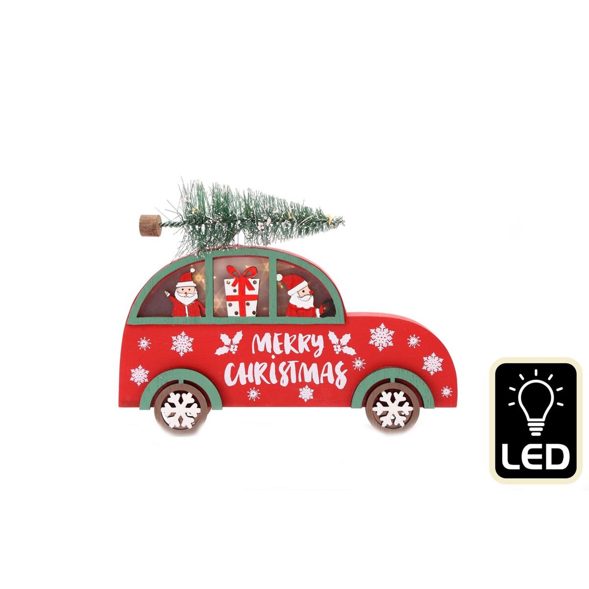 TOILINUX Décoration lumineuse Sapin sur voiture de Noël 20 cm - Rouge