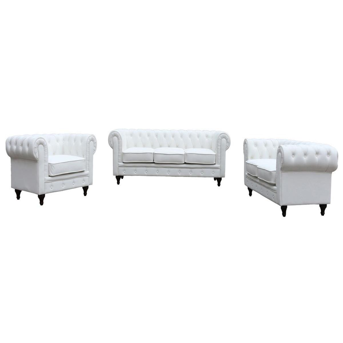 Habitat et Jardin Canapé fixe Chesterfield  Aliza  - 157 x 82 x 70 cm - 2 places - Blanc