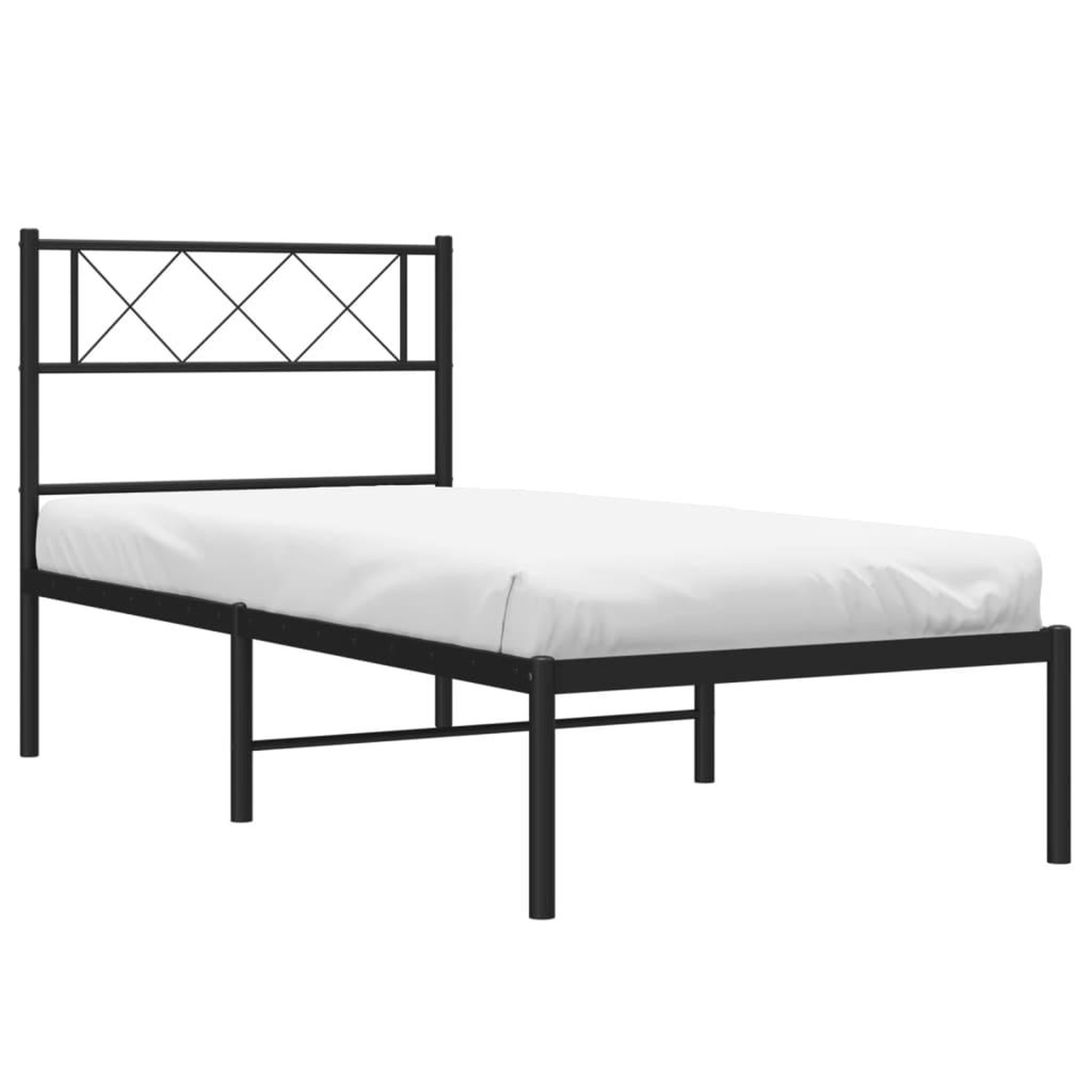 Voir la diapositive 3 : VIDAXL Cadre de lit metal sans matelas avec tete de lit noir 90x200 cm