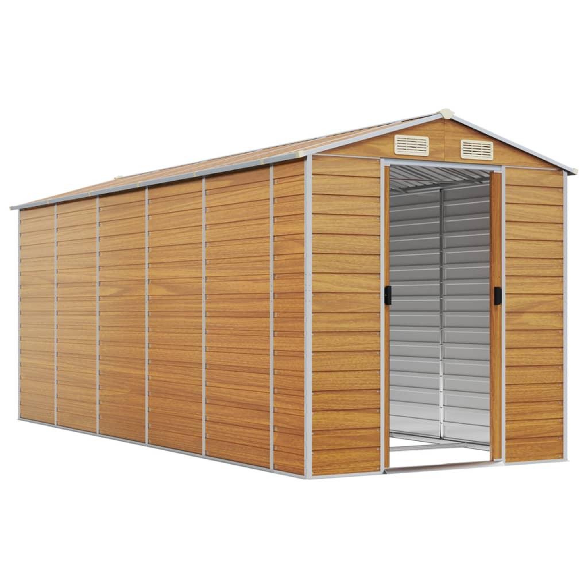 Voir la diapositive 3 : VIDAXL Abri de jardin marron clair 191x470x198 cm acier galvanise
