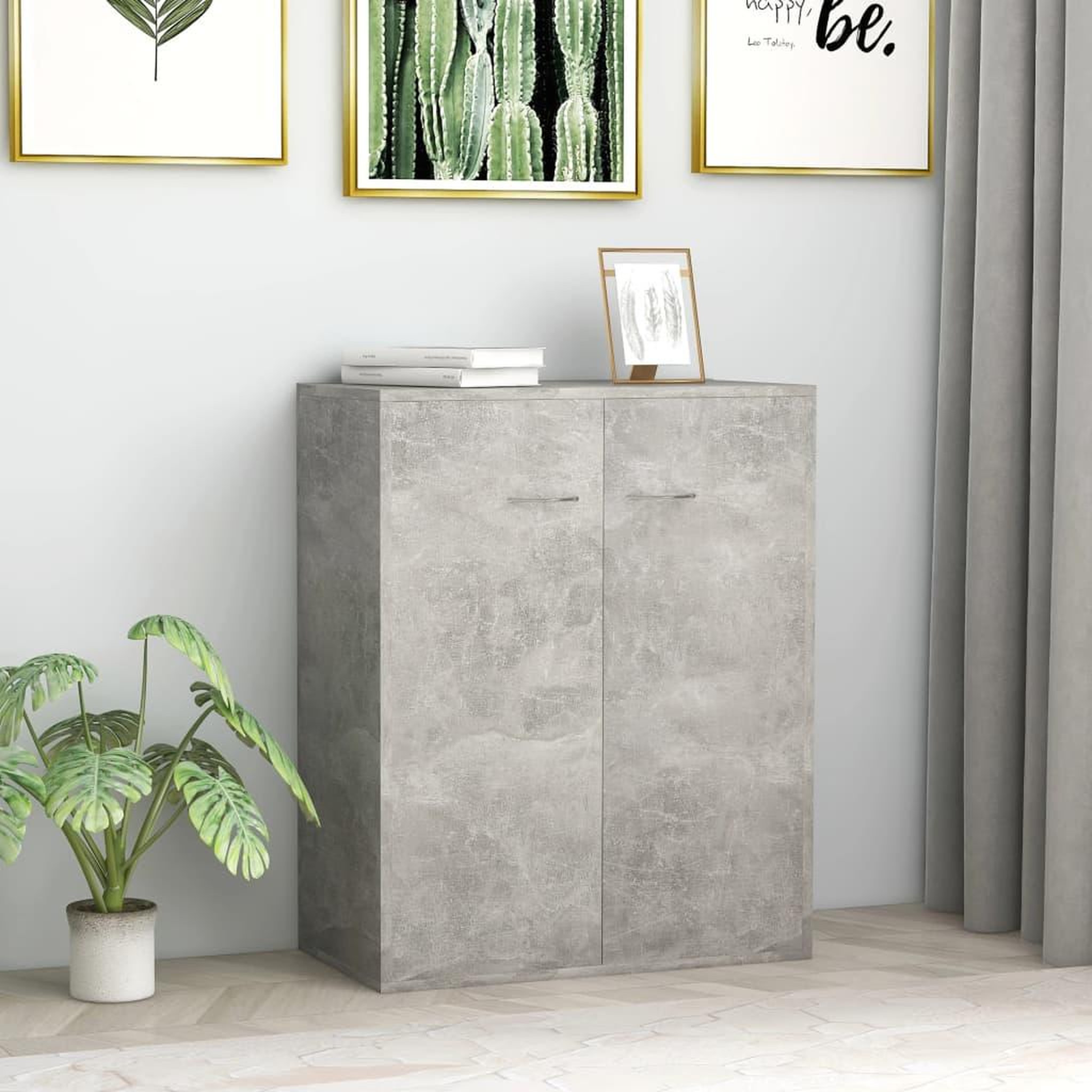 Voir la diapositive 1 : VIDAXL Buffet Gris beton 60x30x75 cm Bois d'ingenierie