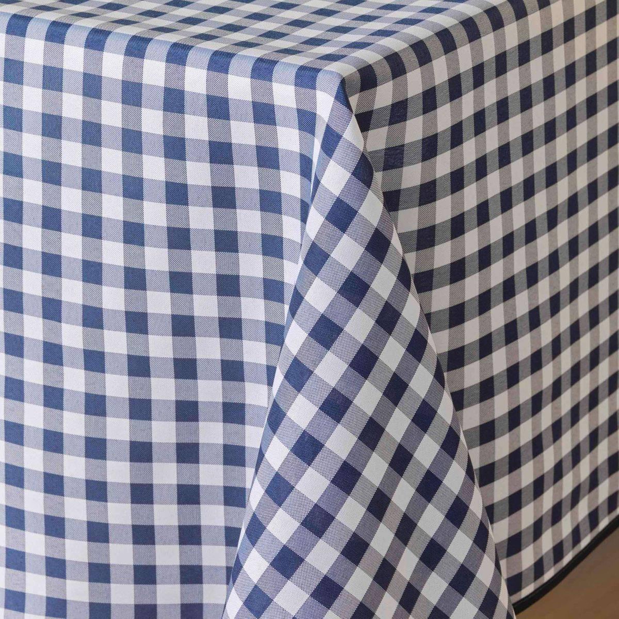 Voir la diapositive 2 : Douceur d'Intérieur Nappe antitache imprimé  vichy  150x240cm bleu