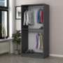 Voir la diapositive 3 : CONCEPT USINE Dressing anthracite avec étagère et penderies - 90 x 210 x 52 cm RIVOLI