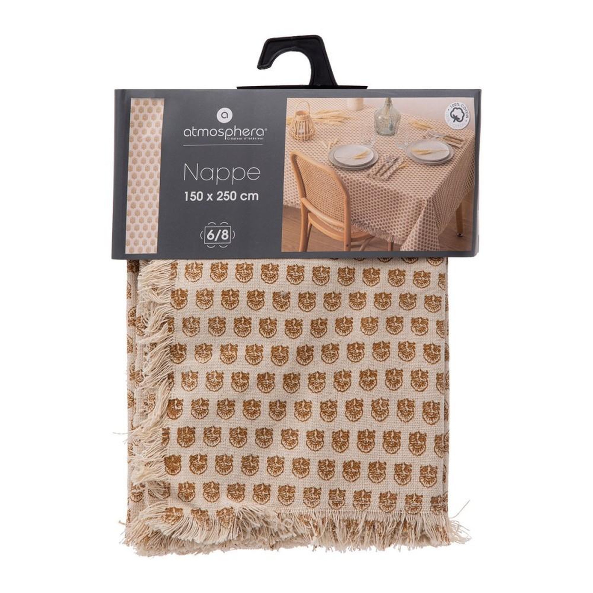 Voir la diapositive 3 : ATMOSPHERA Nappe rectangulaire Maha Indie 150x250 cm coton