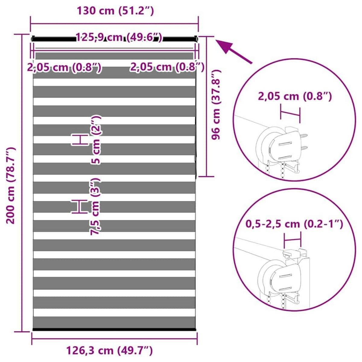 VIDAXL Store zebre marron sable largeur du tissu 125,9 cm polyester