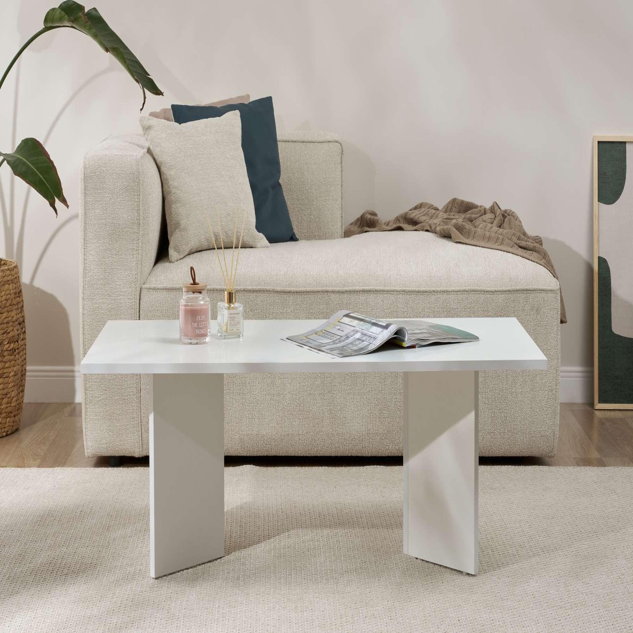 Voir la diapositive 3 : Habitat et Jardin Table basse en bois  sabin  119 x 60 x 40 cm - blanc