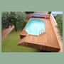 Voir la diapositive 2 : UBBINK Piscine hors sol en bois octogonale liner bleu 3,55 x 4,90-H1,30 cm AZURA