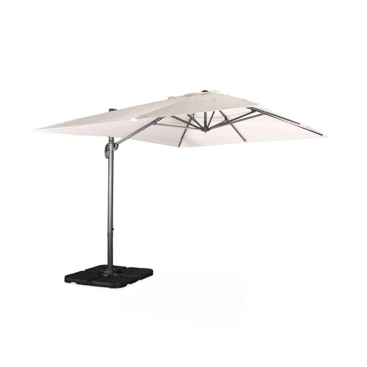 SWEEEK Parasol déporté rectangulaire 3x4 m - Wimereux - Parasol excentré inclinable dans 6 positions, rotatif à 360° + dalles à lester 50x50cm