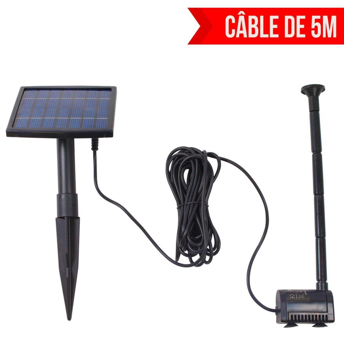 LINXOR Pompe à eau solaire pour fontaine, bassin ou jardin avec câble de 5m
