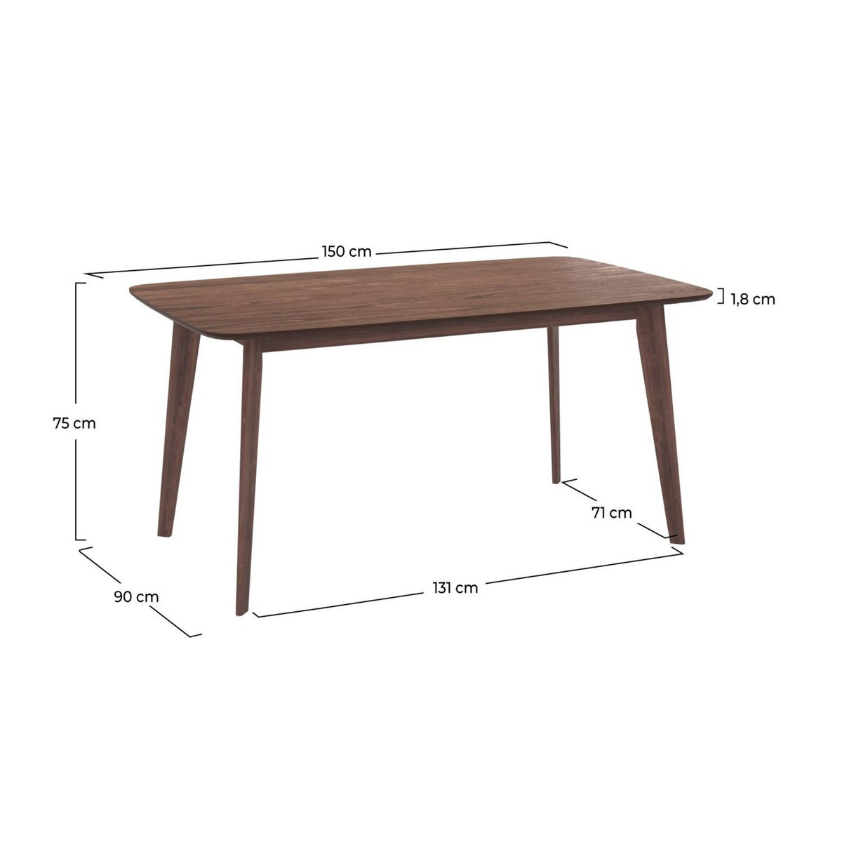 Rendez vous déco Table rectangulaire 6 personnes en bois clair 150 cm - Oman