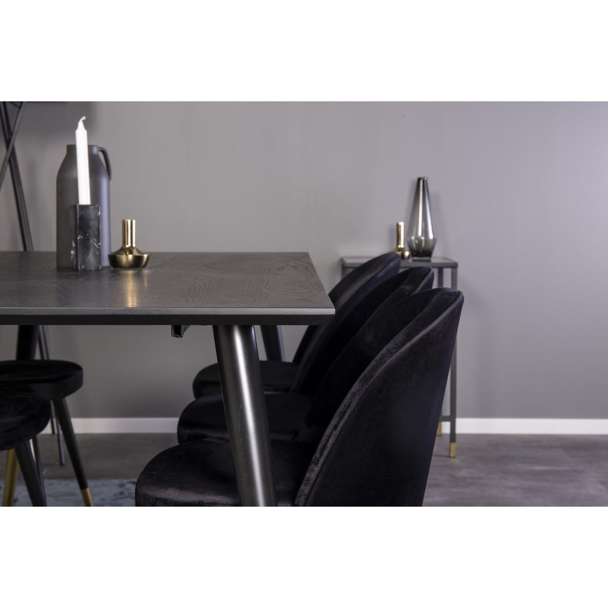 Voir la diapositive 6 : Paris Prix Ensemble table à manger & 6 chaises  dipp & velvet  180cm noir