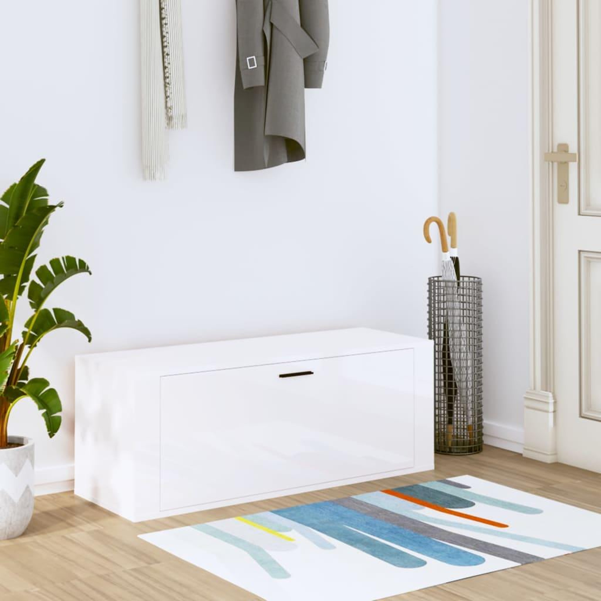 Voir la diapositive 1 : VIDAXL Armoire a chaussure murale Blanc brillant 100x35x38 cm