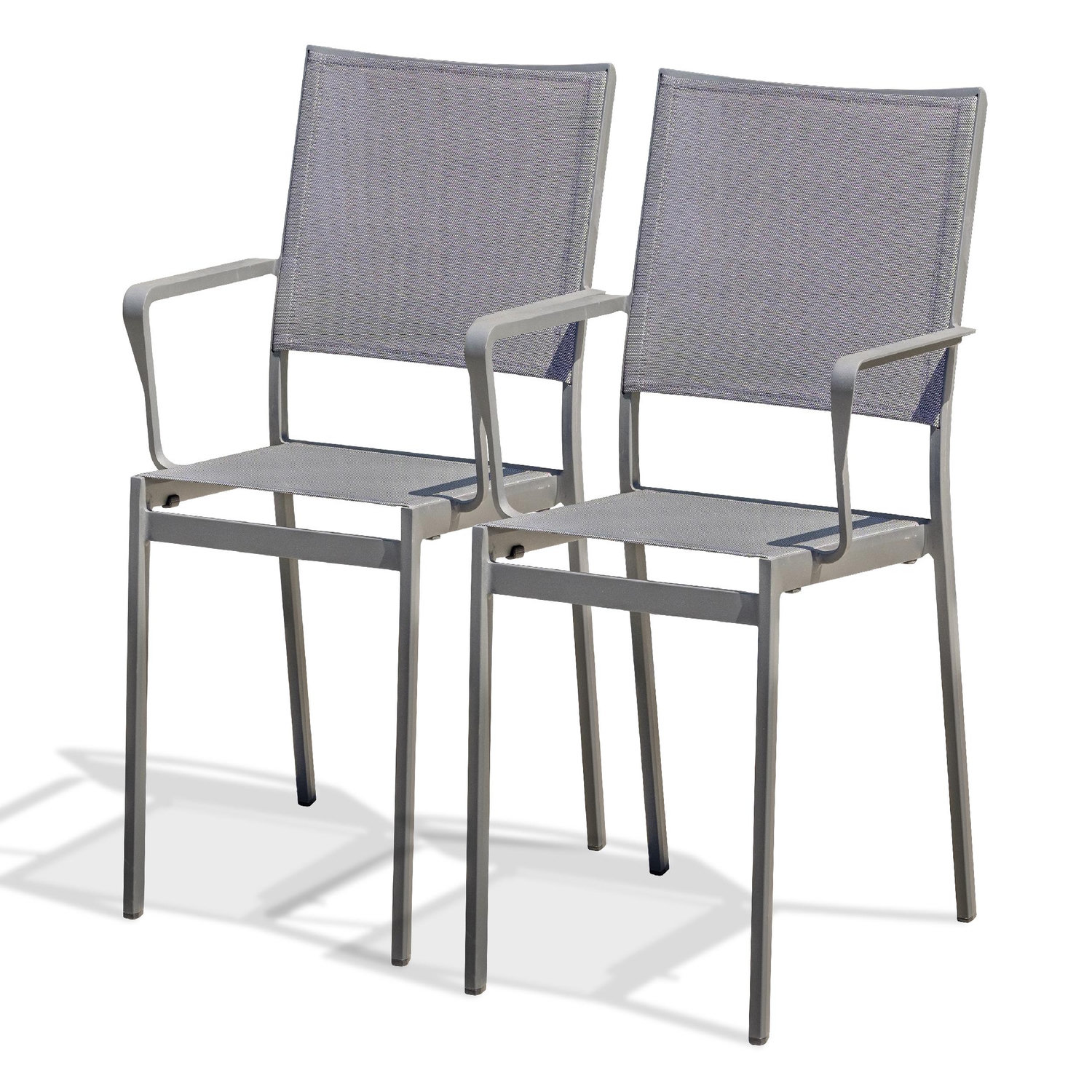 Dcb Garden Lot de 2 fauteuils de jardin en aluminium et toile plastifiée