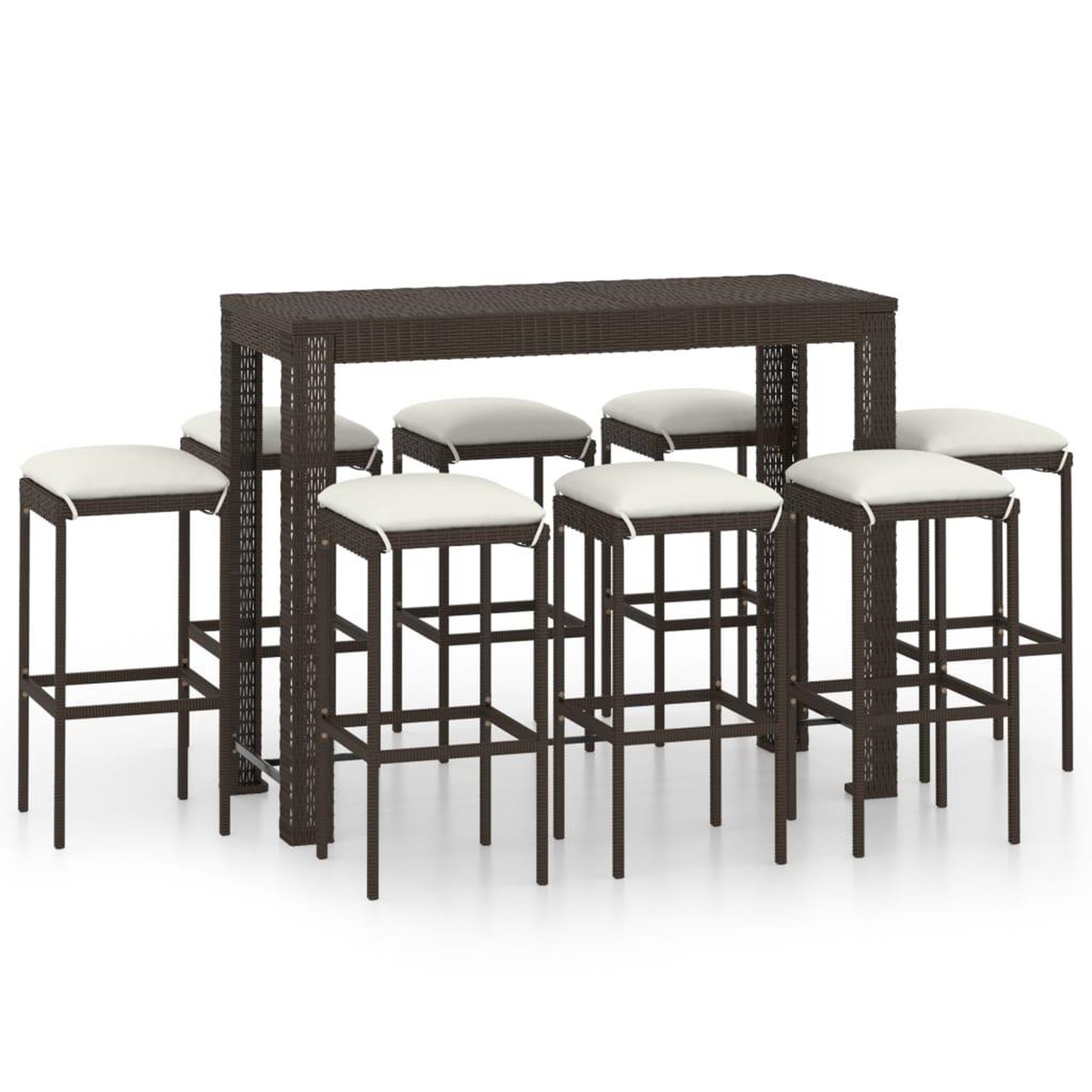Voir la diapositive 2 : VIDAXL Ensemble de bar de jardin 9 pcs coussins Resine tressee Marron