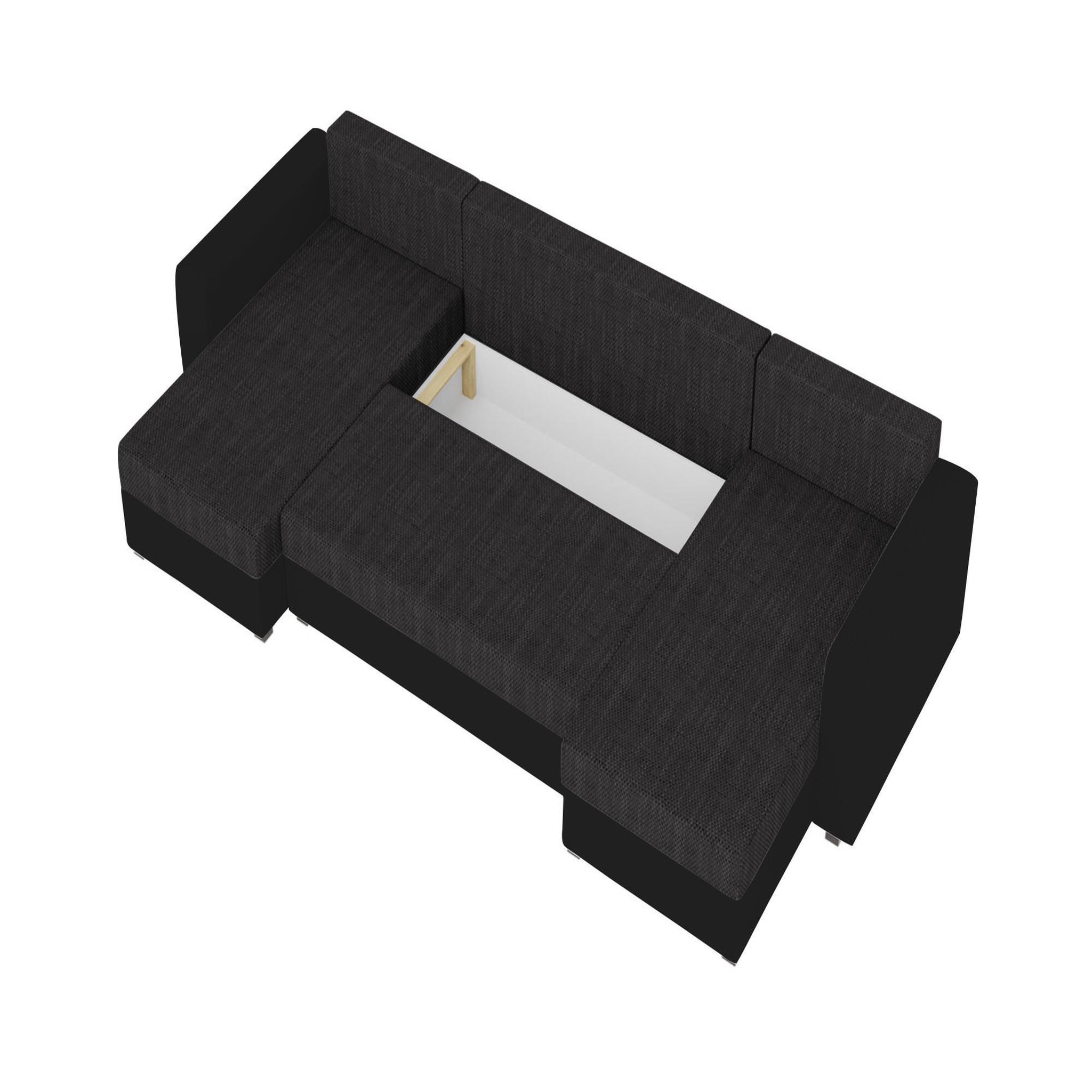 Voir la diapositive 2 : BEST MOBILIER Romy - canapé panoramique en u - 7 places - convertible avec coffre - en tissu et pu