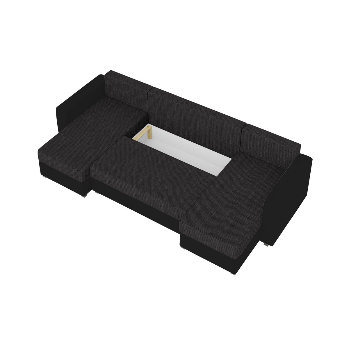 BEST MOBILIER Romy - canapé panoramique en u - 7 places - convertible avec coffre - en tissu et pu