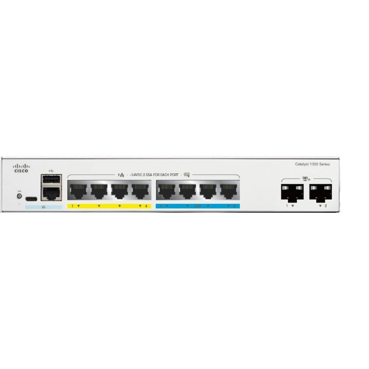 Cisco Commutateur Cisco Catalyst 1300-8MGP-2X 8 ports Gigabit Ethernet et 2 ports SFP+