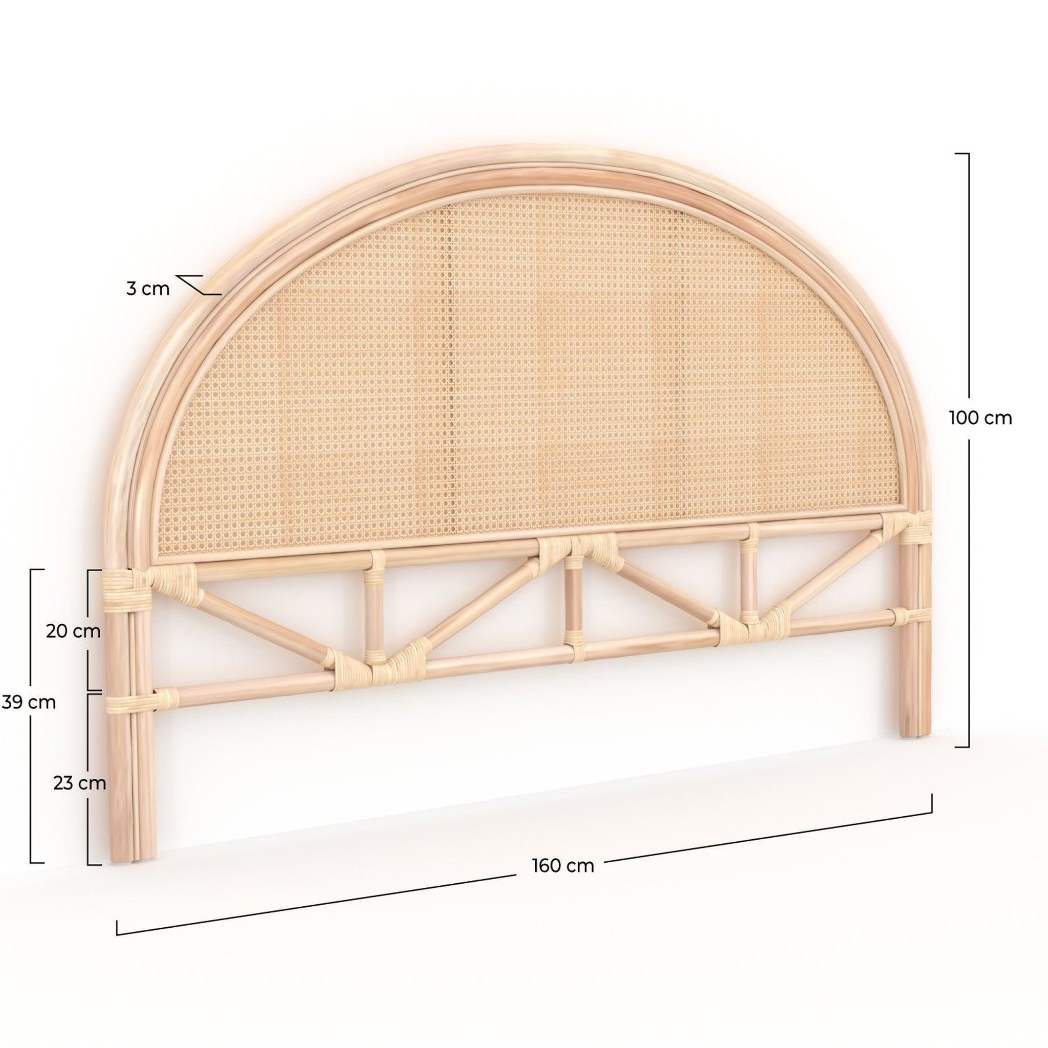 Voir la diapositive 4 : MAISON PAVANE Tête de lit 160 cm en rotin et cannage-néora