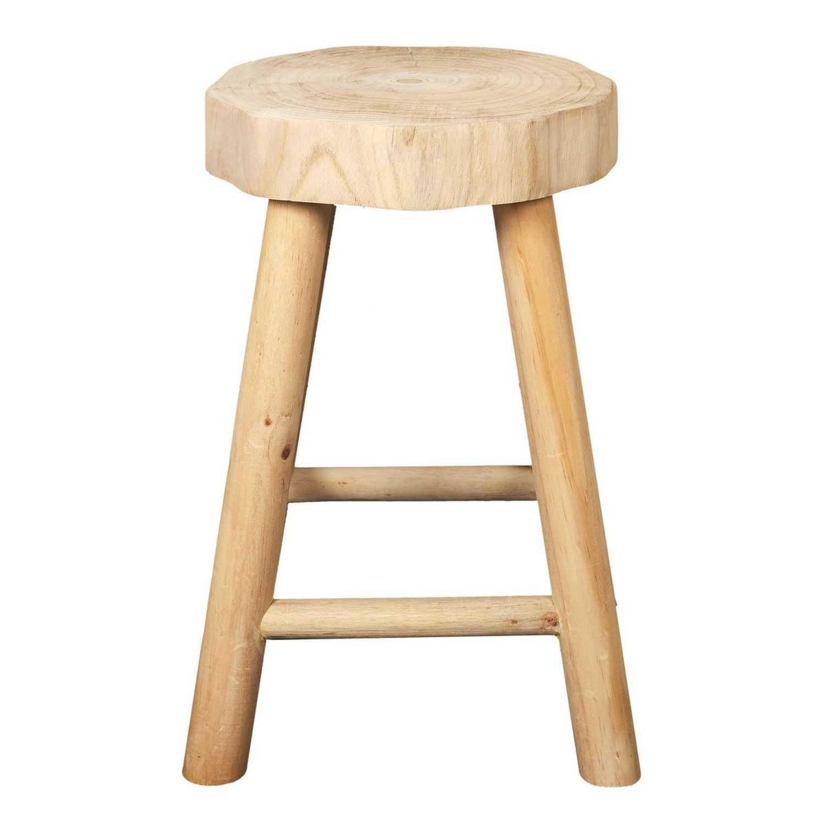 TOILINUX Lot de 2 Tabourets Harald en Paulownia h.40 cm - Beige