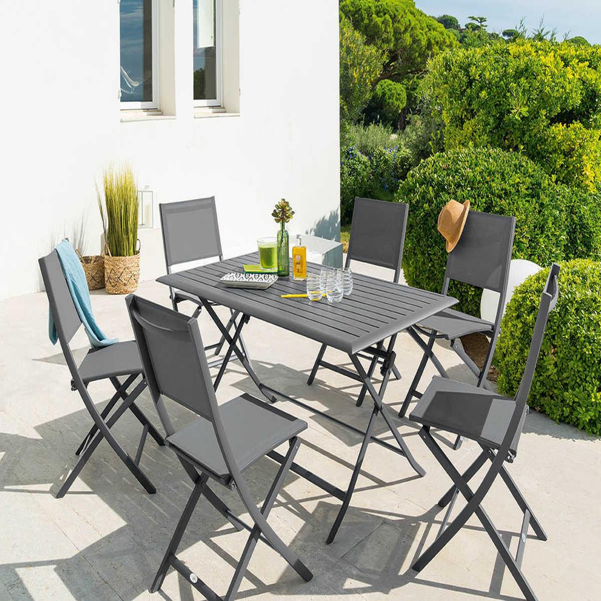 HESPERIDE Table de jardin rectangulaire Azua 6 places Graphite - Hespéride