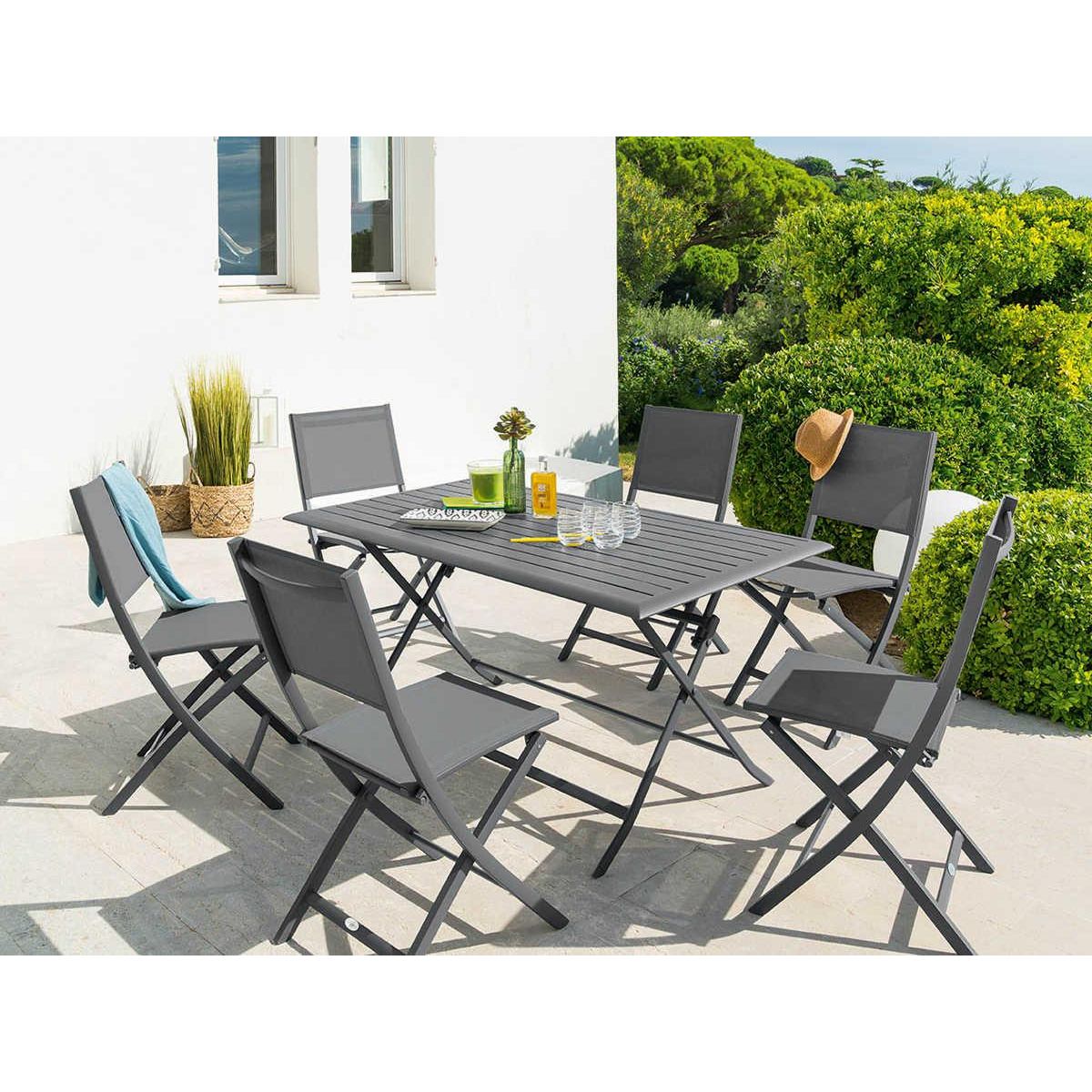 HESPERIDE Table de jardin rectangulaire Azua 6 places Graphite - Hespéride