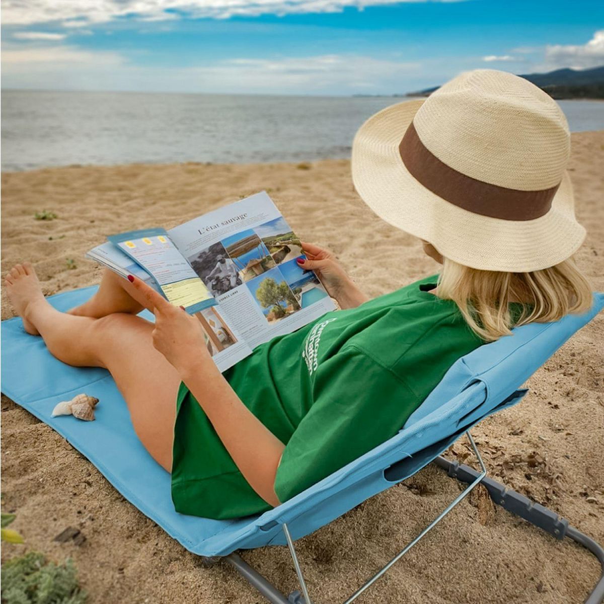 LINXOR Matelas, transat, tapis de plage avec dossier inclinable et sac de transport