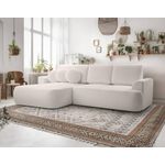 BEST MOBILIER Candela - canapé d'angle gauche 4 places - convertible avec coffre - en tissu bouclette. Coloris disponibles : Marron, Gris, Bleu, Orange, Vert, Noir, Beige