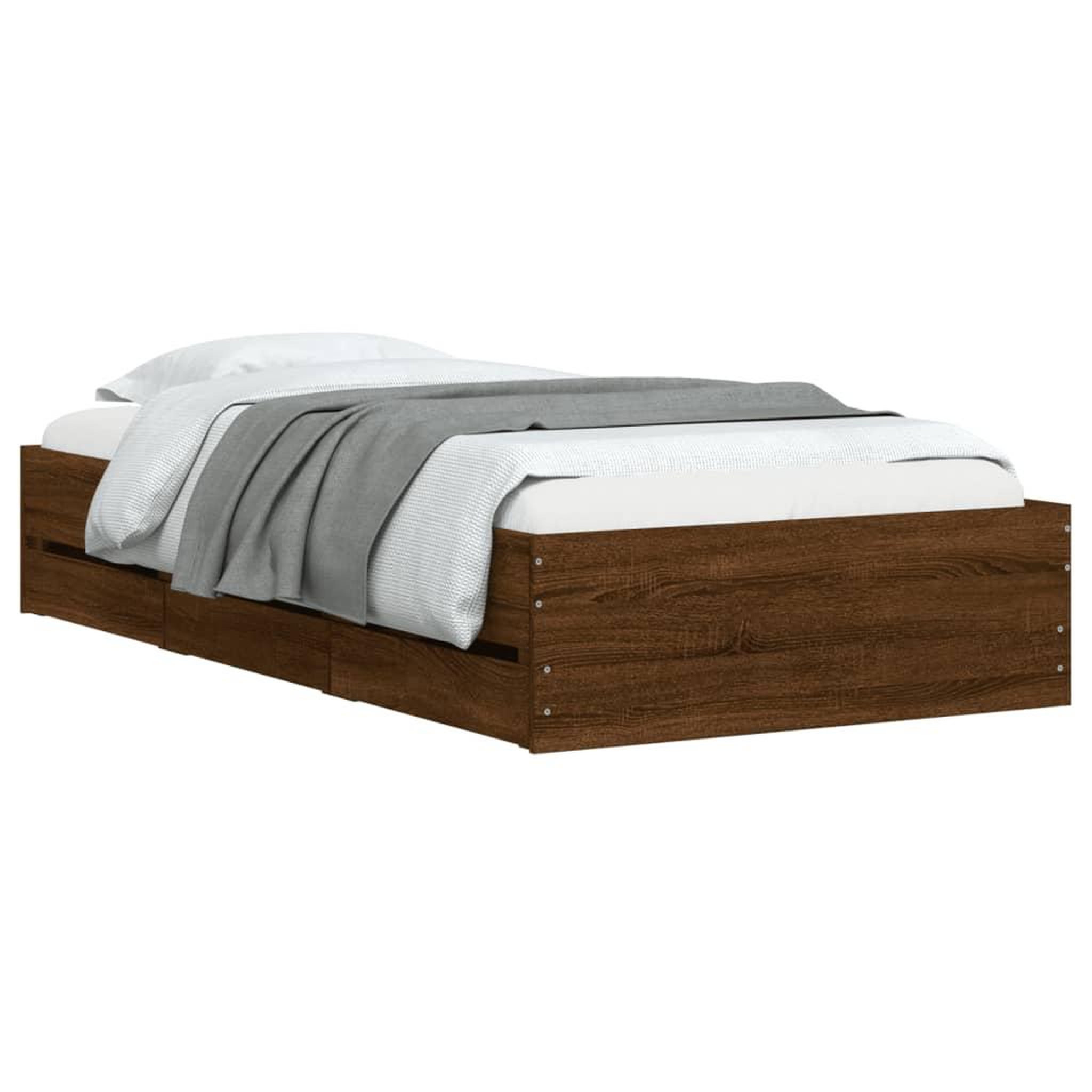 Voir la diapositive 3 : VIDAXL Cadre de lit avec tiroirs sans matelas chene marron 90x200 cm