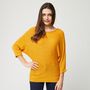 Voir la diapositive 1 : IN EXTENSO Pull évasé manches 3/4 jaune moutarde femme