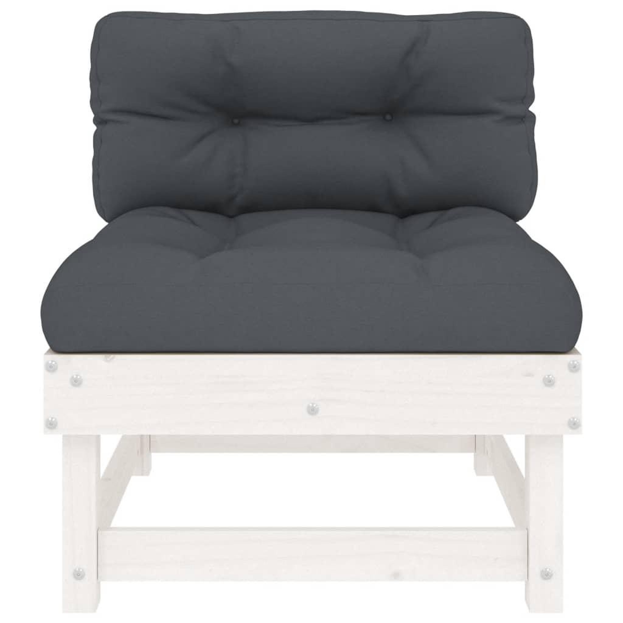 Voir la diapositive 3 : VIDAXL Canape central avec coussins blanc bois de pin massif
