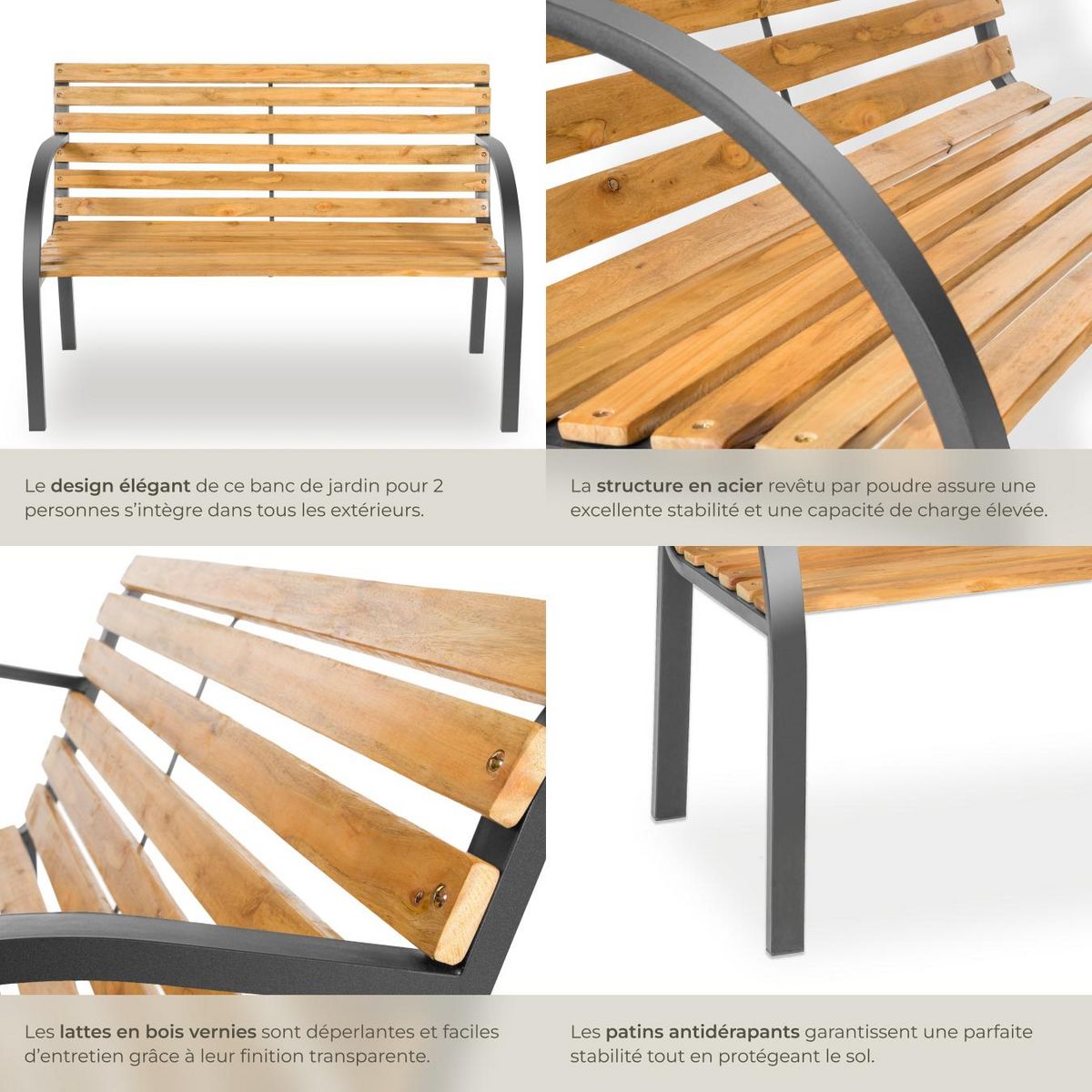 tectake Banc de jardin 2 places