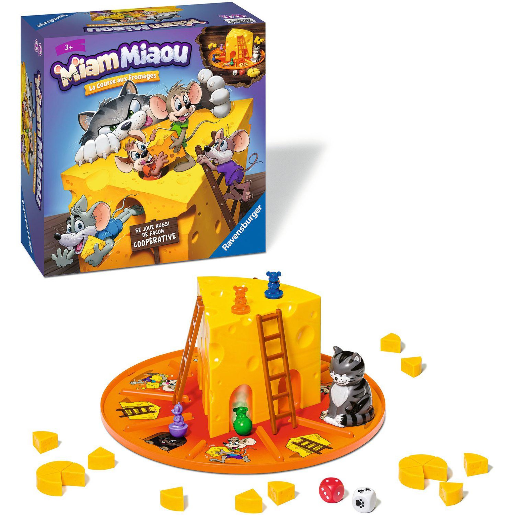 Voir la diapositive 2 : RAVENSBURGER Jeu Miam Miaou - La course aux fromages !