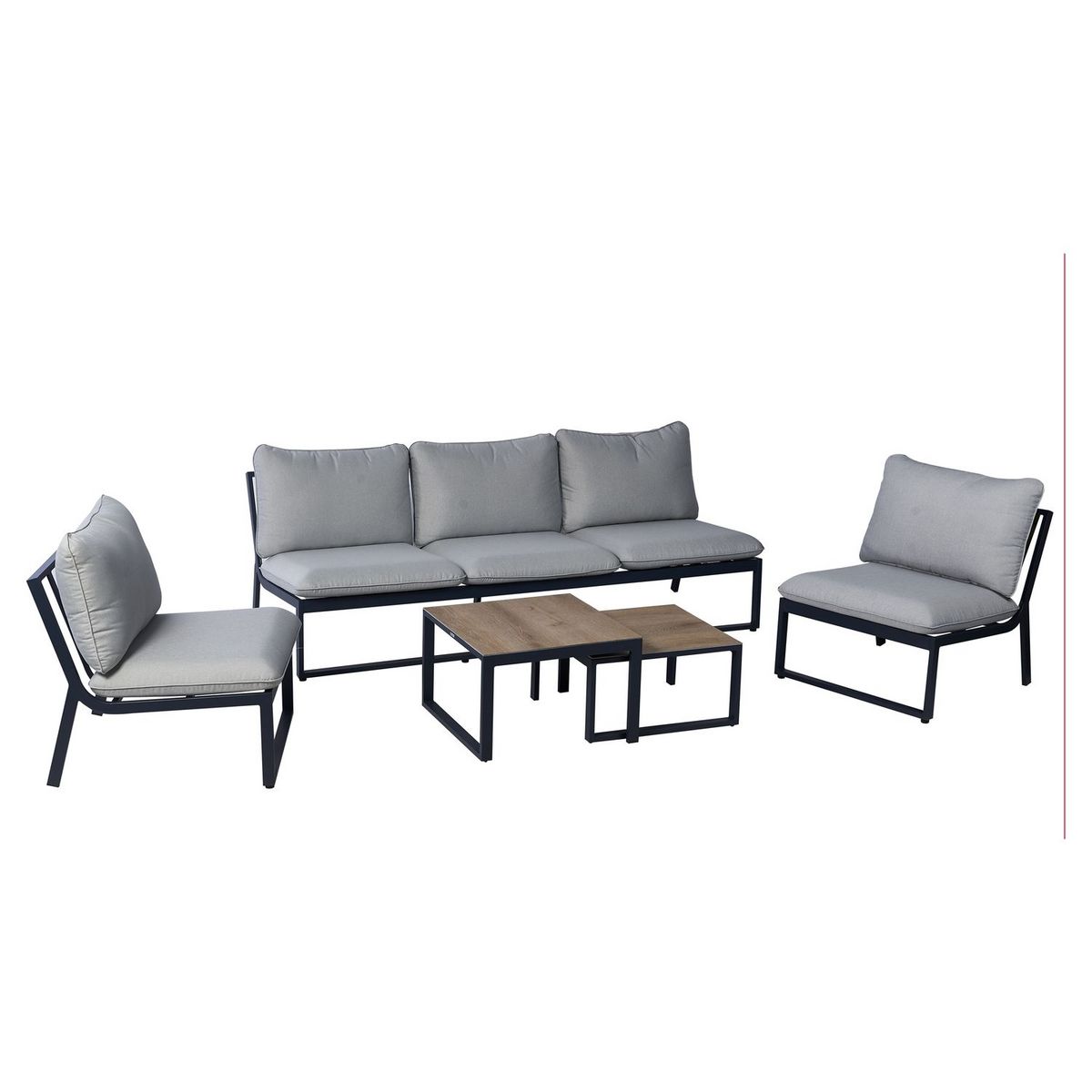 GARDENSTAR Salon bas de jardin - 5 places - Aluminium - Gris clair