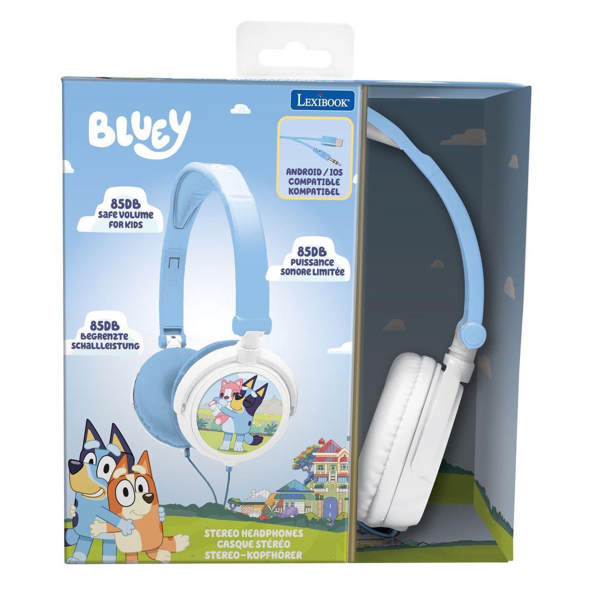Voir la diapositive 3 : Lexibook Casque stéréo filaire pliable avec limitation de volume d'écoute Bluey