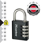 Master lock 7640EURDBLK Cadenas à Combinaison Programmable en Aluminium, Noir, 4 x 7,8 x 1,5 cm