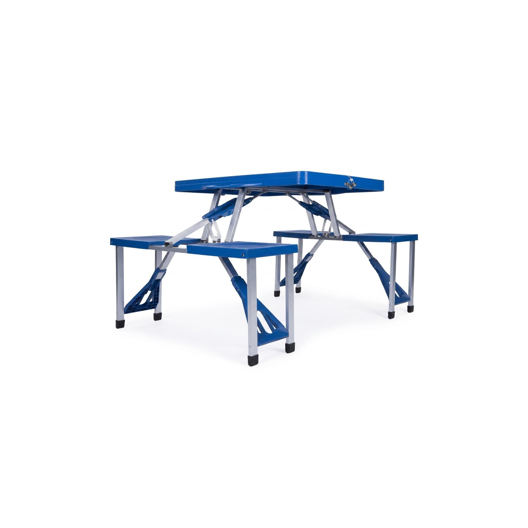 Voir la diapositive 6 : KINGCAMP Table de camping 4 personnes avec banc - Pliable - Bleu