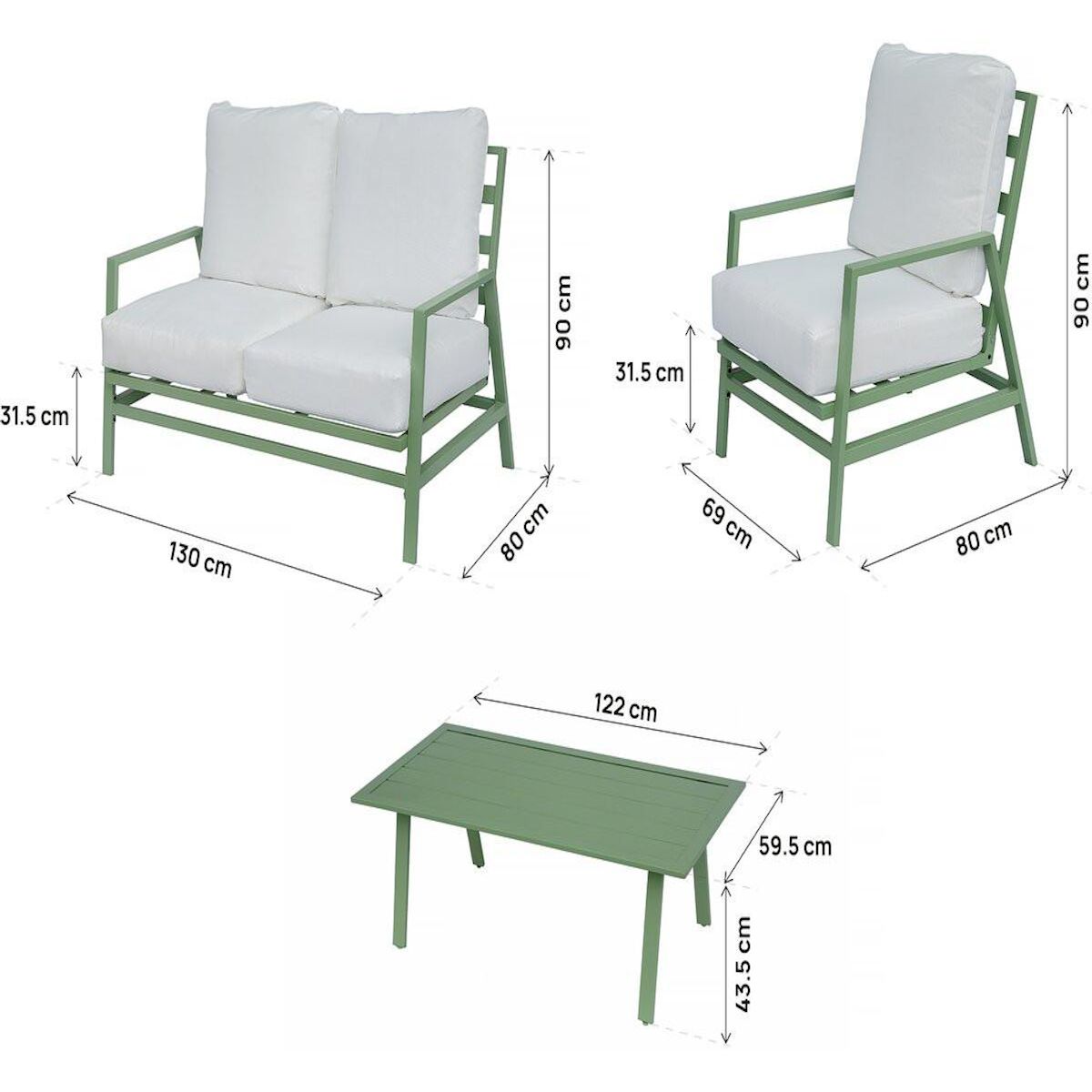 Habitat et Jardin Salon de jardin en métal  Queens  - 4 places - Vert