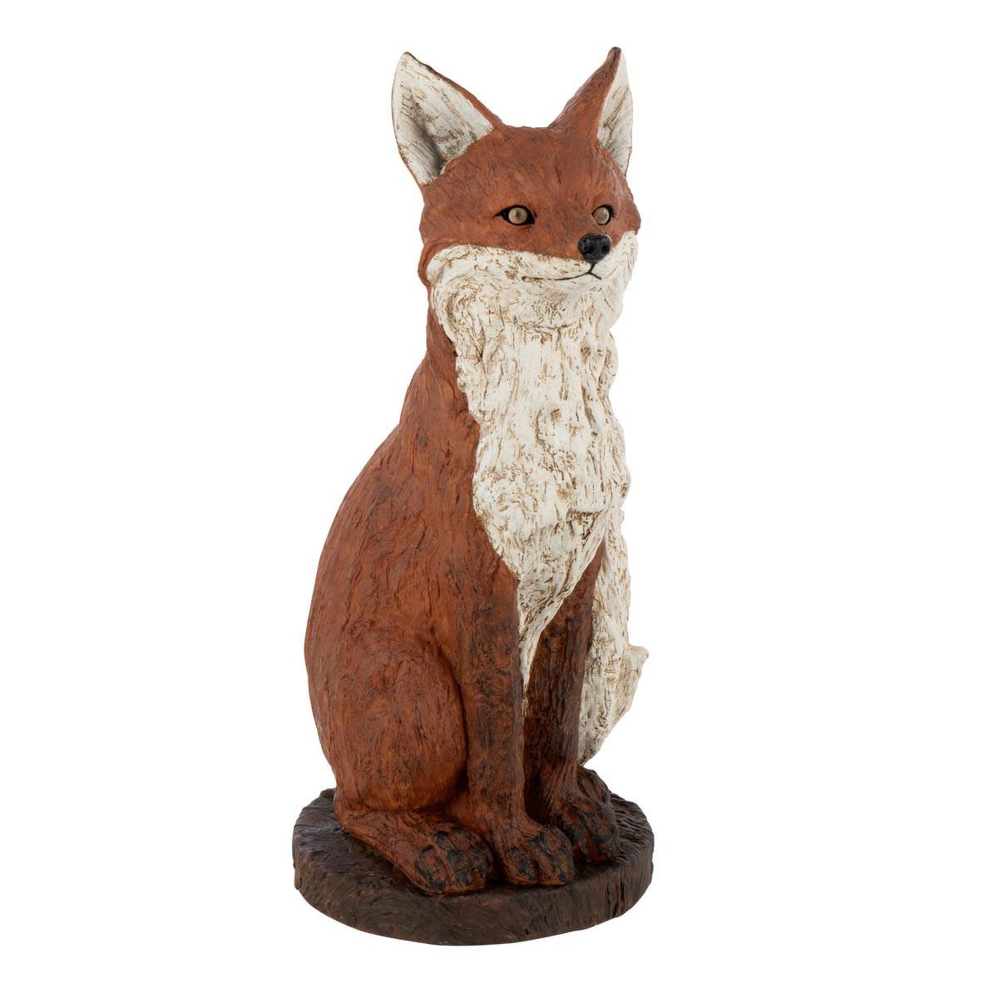 J-LINE Statue renard assis  automn  52cm rouille
